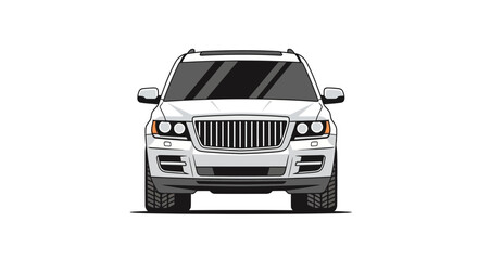 Front View of a White Luxury SUV.