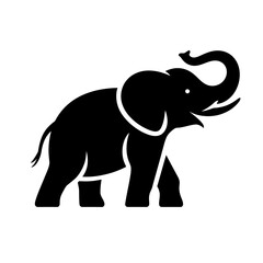 Obraz premium Silhouette of an elephant in profile isolated on white background for nature and wildlife designs