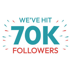 Obraz premium 70k followers logo icon design. vector illustration symbol art. 70k follower sign symbol. 