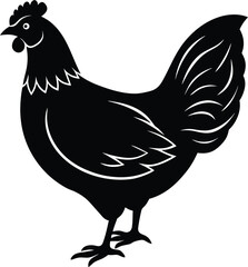Minimal Hen Silhouette Vector – Single Color Poultry Illustration
