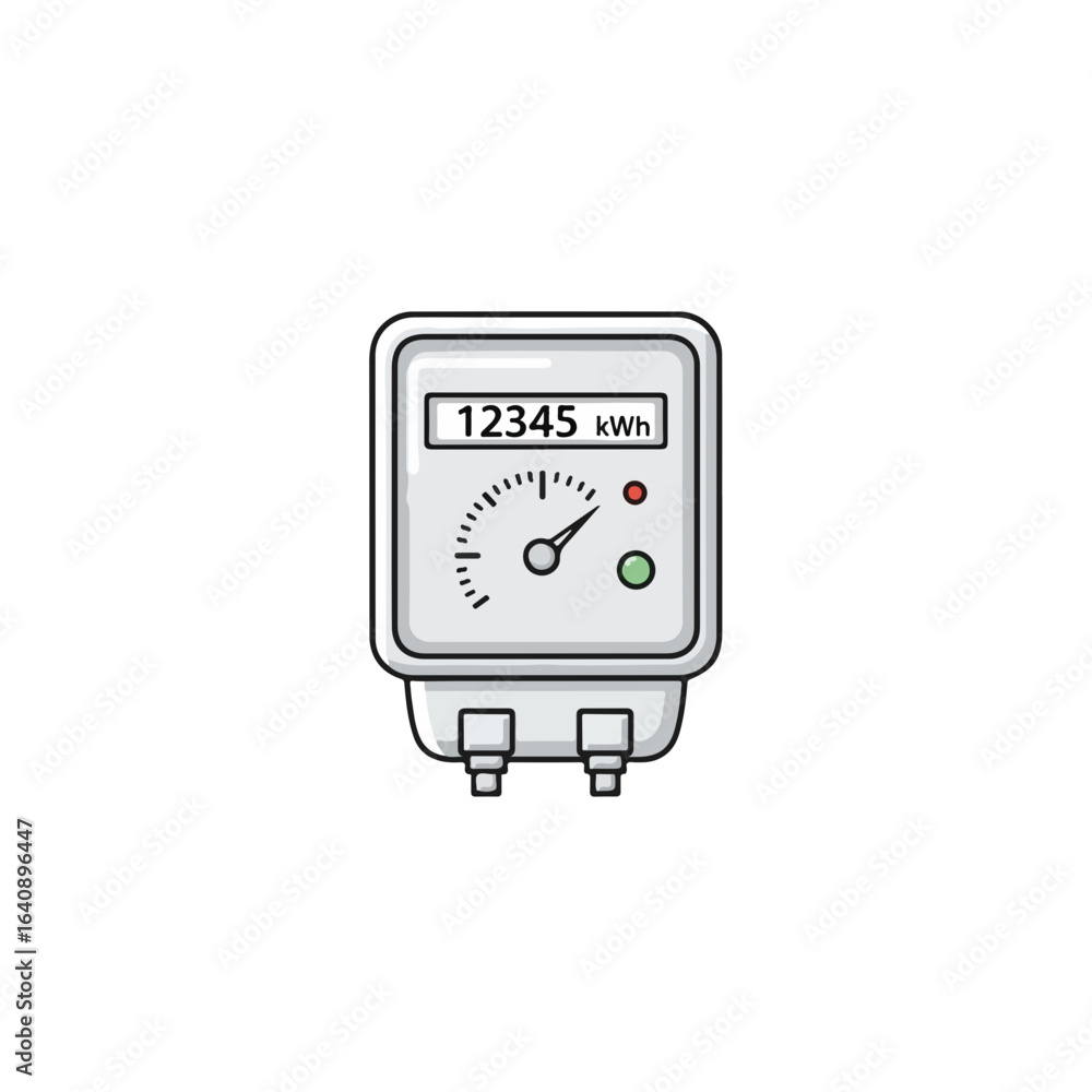Aufkleber electrical meter shows usage, indicating consumption and current readings on display. electrical met