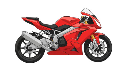 Sleek Red Sportbike Motorcycle Illustration.