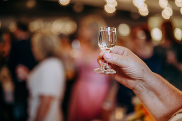 Celebracja momentu kieliszkiem alkoholu