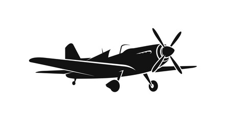 Vintage Propeller Airplane Silhouette Classic Aircraft Design.