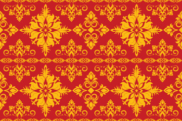 Royal Thai Brocade Seamless Pattern
Golden Ornate Motifs on a Rich Burgundy Background.