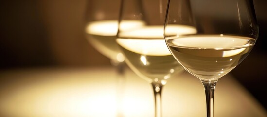 Elegant glasses of white wine, perfect for a sophisticated gathering