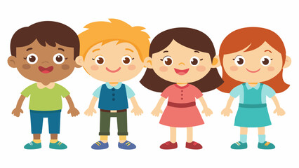 children on white background