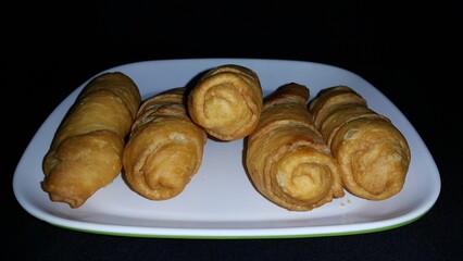 Close up shot of delicious molen banana. Pisang Molen or 