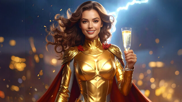 Happy Birthday Hero Congratulations with Champagn Glas for anniversary celebration