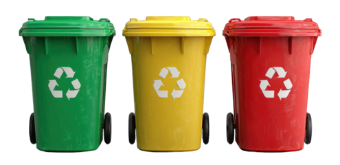 Three colored recycling bins (5)