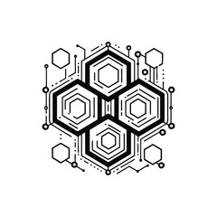 Obraz premium Hexagons with data lines for blockchain