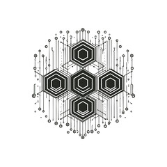 Obraz premium Hexagons with data lines for blockchain