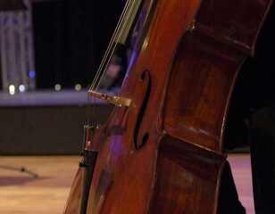 Fototapeta premium Close-up cello on a stage