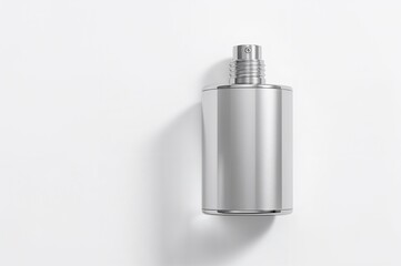 Elegant silver perfume bottle mockup for showcasing cosmetic branding and fragrance design concepts