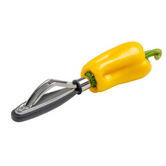 Yellow bell pepper expertly cored with a modern kitchen tool for quick meal prep