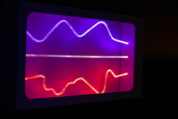 Colorful LED light display resembling sound waves