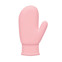 Single Pink Knitted Winter Mitten, Front View