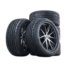 Naklejka premium Stacked tires and wheels