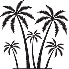 Silhouette of palm trees tropical beach