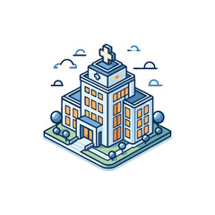 Obraz premium hospital building icon with medical cross on top