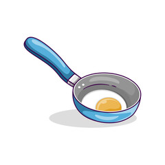 Frying pan and egg cartoon vector icon illustration designed in cartoon flat style, isolated on white background. Food design concept for breakfast.