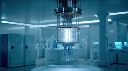Quantum Computing System in a Futuristic Laboratory Environment, showcasing Advanced Technology and Scientific Innovation
