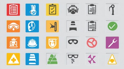 PPE compliance checklist with icons and symbols, safety reminder template