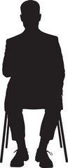 Seated Businessman Silhouette, Isolated on White Background, Vector Illustration.
