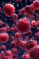 Falling fresh ripe wild berries. Generative ai