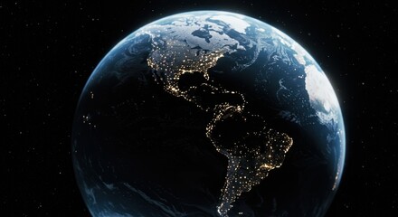 Obraz premium Earth from space with glowing city lights