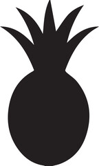 Silhouette of a Tropical Fruit with Leafy Crown A Striking Black and White Image of a Healthy Treat