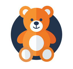 Cute orange teddy bear toy on a dark background, an illustration representing childhood, innocence, play, kids, love, and comfort symbols