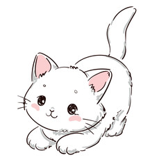 Hand Drawn cute cat sketch vector illustration, Kids Print design, children trend print on t-shirt © Alsu Art