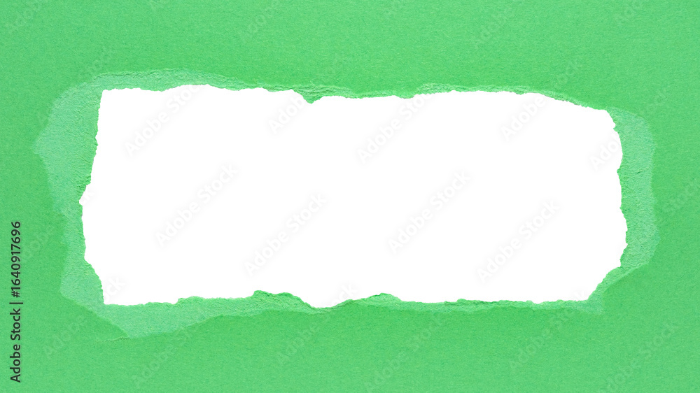 Aufkleber green torn paper or cardboard message backdrop with rough edges and blank copy space for text in the