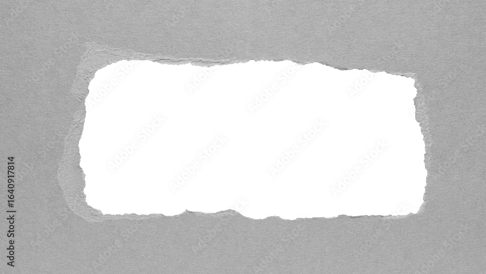 Aufkleber grey torn paper or cardboard message backdrop with rough edges and blank copy space for text in the 