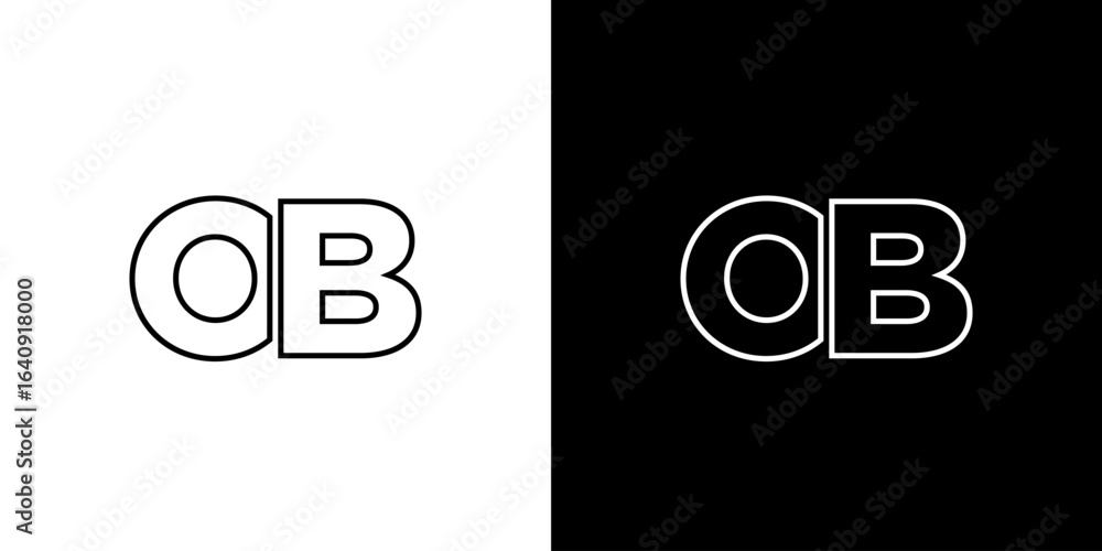 Poster letter o and b, ob logo design template. minimal monogram initial based logotype.