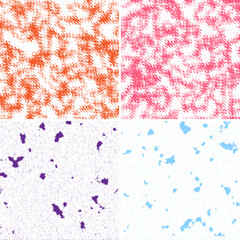 SET ILLUSTRATION ABSTRACT GRUNGE ORANGE BLUE PINK PURPLE GRAINY TEXTURE BACKGROUND. DISTRESS DIRTY ROUGH BLACK COLOR DESIGN VECTOR