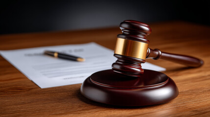 Estate law planning. wooden gavel law document pen legal estate planning Legal wooden gavel and pen estate planning document