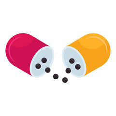 An editable design icon of open capsule