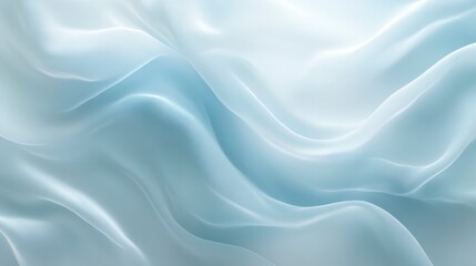 Abstract light blue silk fabric waves texture background.