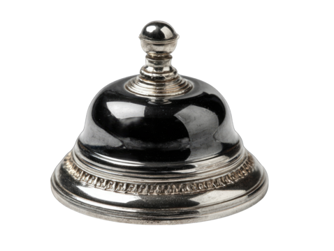 Polished silver bell with dark interior
