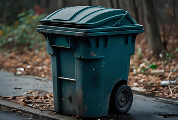Garbage can placed on the side of the street