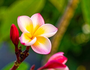 Close-up of a beautiful plumeria flower