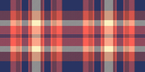 Vibrant coral, navy, and cream plaid pattern.  Perfect for textile design, fashion, website backgrounds, or autumnal themed projects.