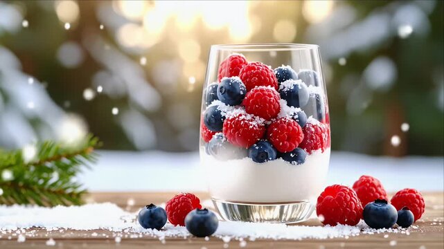 Winter berry yogurt parfait