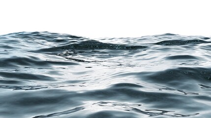 Studio style depiction of calm river water realistic ripple texture and subtle reflections isolated on pure white for background replacement spa visuals and fluid motion concepts