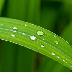 Close-up of a blade of grass with water droplets