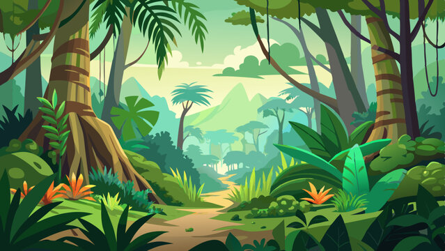 tropical rainforest safari jungle background