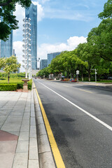 Empty urban road and buildings in the city
