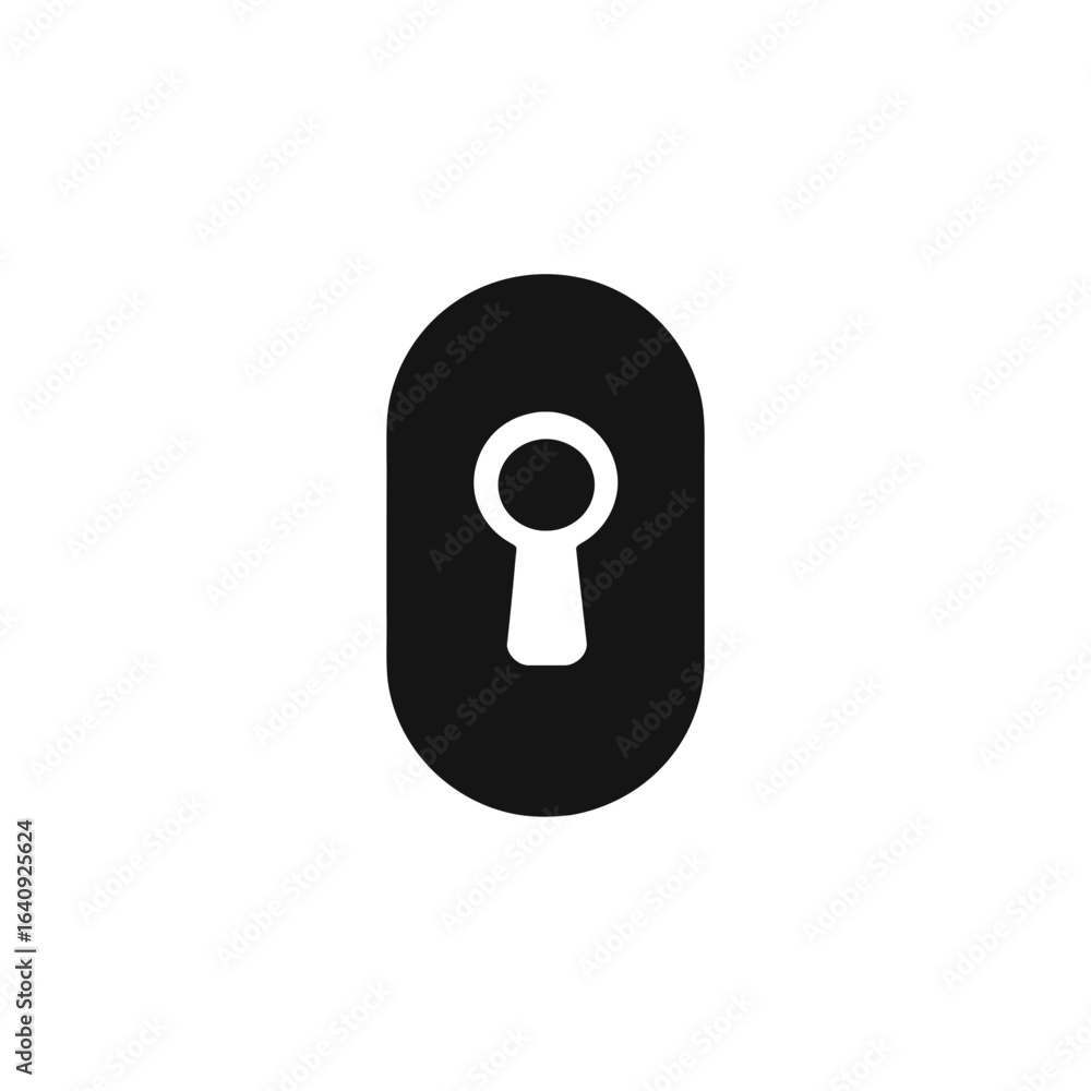 Poster minimalist black keyhole icon on a white background representing security and access concept for dat